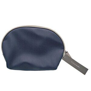 NEW Tahari Womens Navy/Pewter Travel Dome Cosmetic Case Make Up Bag Zip Closure